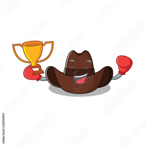 cowboy hat boxing winner with the cartoon character