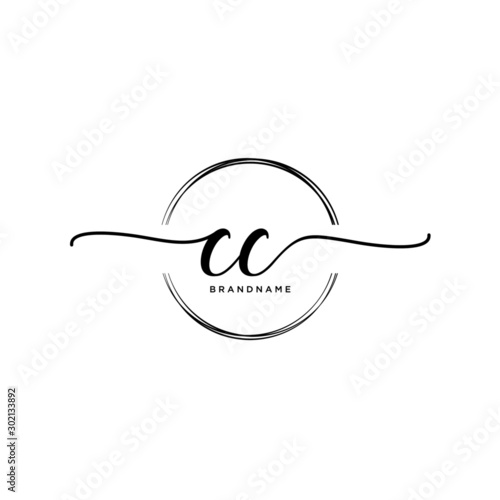 CC Initial handwriting logo with circle template vector.