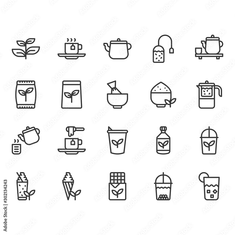 Green tea icon and symbol set Green tea icon and symbol set