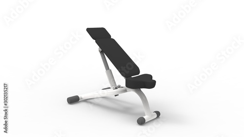 3d rendering of a excersise bench isolated in light studio background