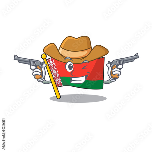 flag belarus in the cartoon shape cowboy