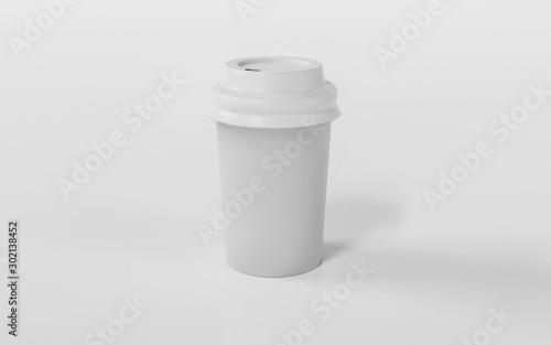 White Take-out coffee in thermo cup. Isolated on a white background 3d render illustration