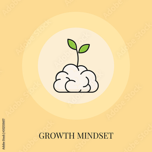 Growth Mindset Concept. Flat Line Icon. Vector illustration.