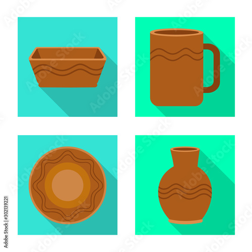 Isolated object of pottery and ware icon. Set of pottery and clayware vector icon for stock.