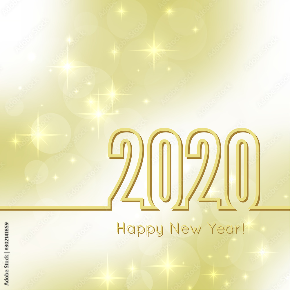 Happy New Year 2020. Abstract blurred vector background with sparkle stars and glint.