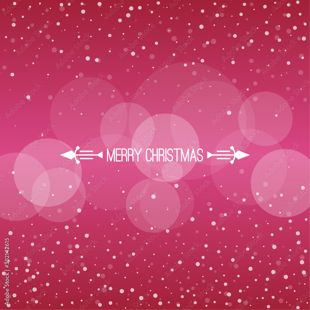Fototapeta premium Christmas winter red background with falling snow and snowflakes. Divider with text Merry Christmas. Vector Illustration.