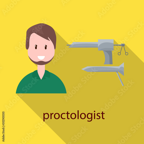 Vector design of proctologist and diagnosis sign. Set of proctologist and practitioner stock symbol for web.