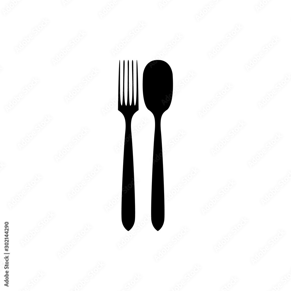 Fork and spoon - black silhouettes, isolated vector illustration Fork and spoon - black silhouettes, isolated vector illustration