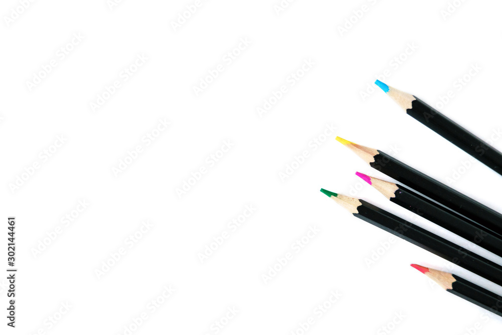 Colored pencils on white isolated background Colored pencils on white isolated background