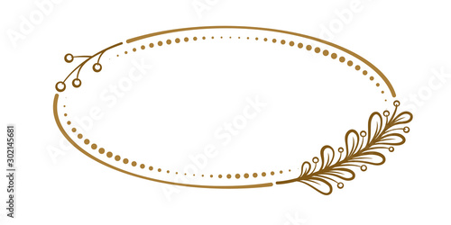 Vector horisontal oval dotted frame with Christmas decoration.