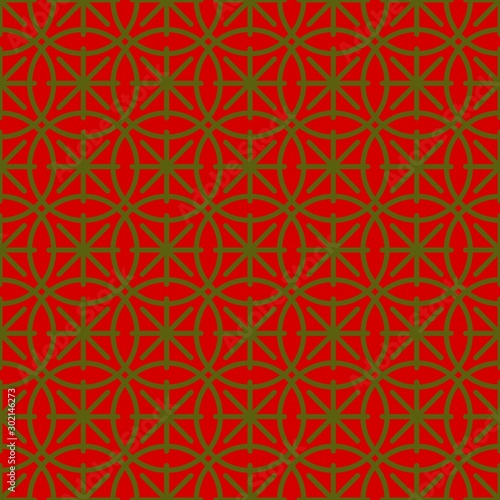 Christmas geometric vector seamless pattern. Red and green pattern elements on colorful background. 