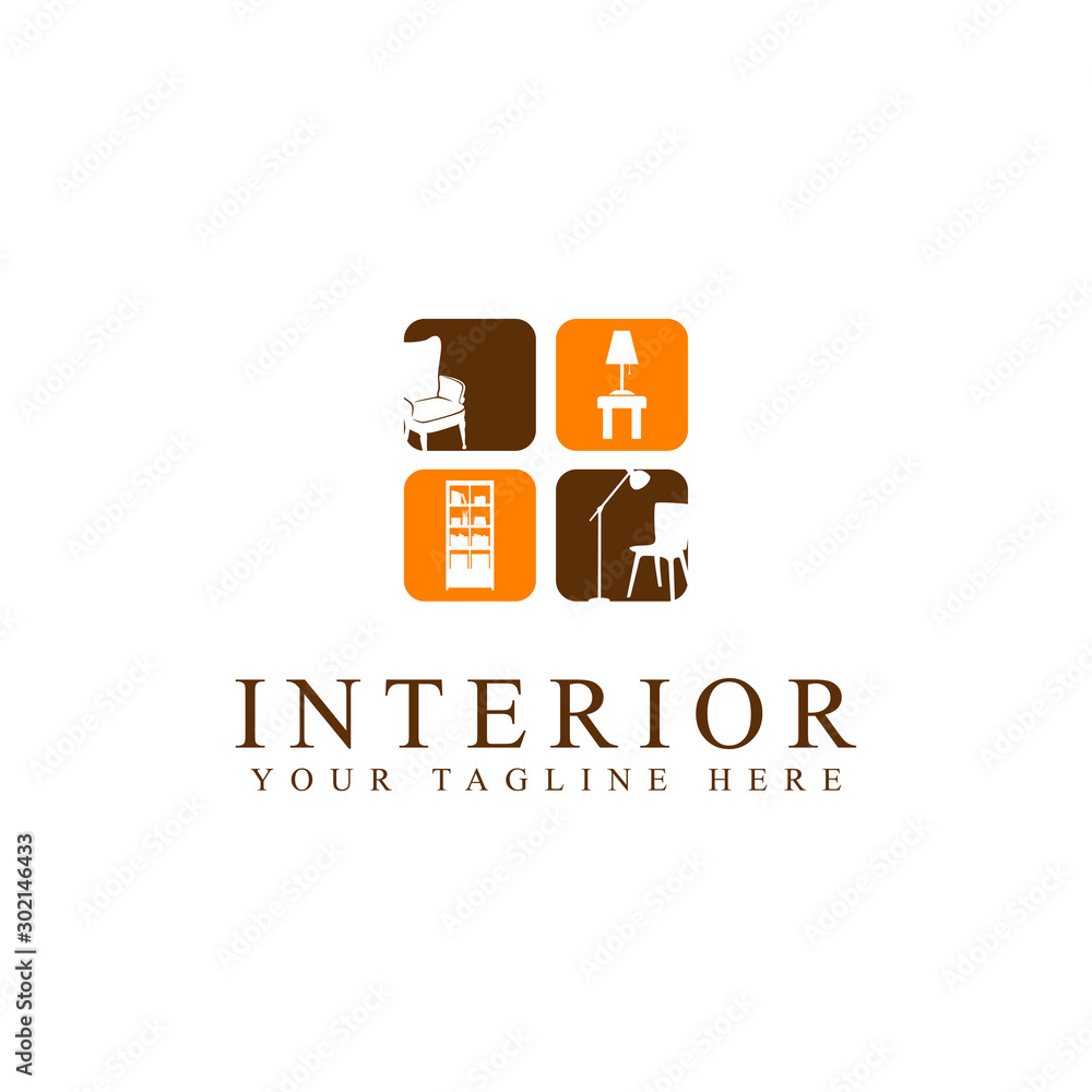 interior furniture concept logo design flat isolated white background