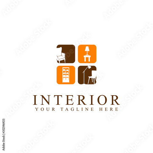 interior furniture concept logo design flat isolated white background