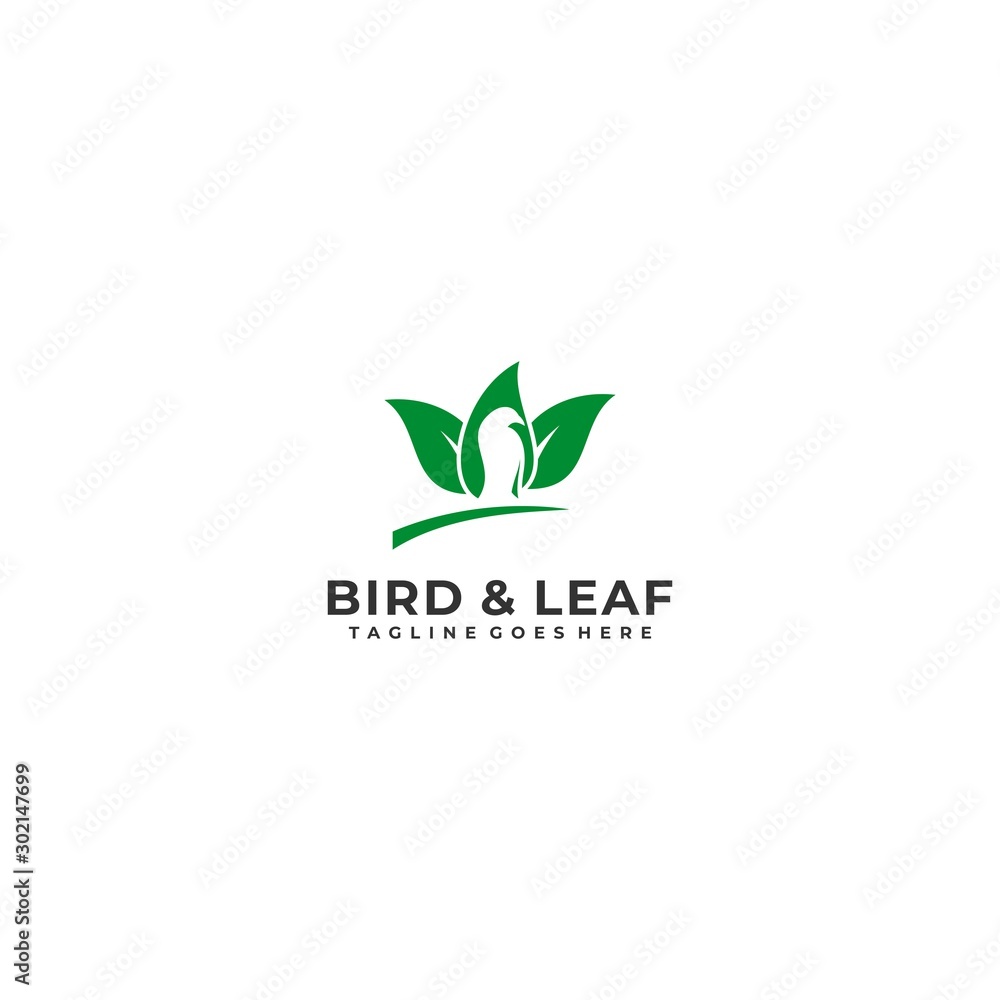 Bird Leaf Illustration Vector Design Template