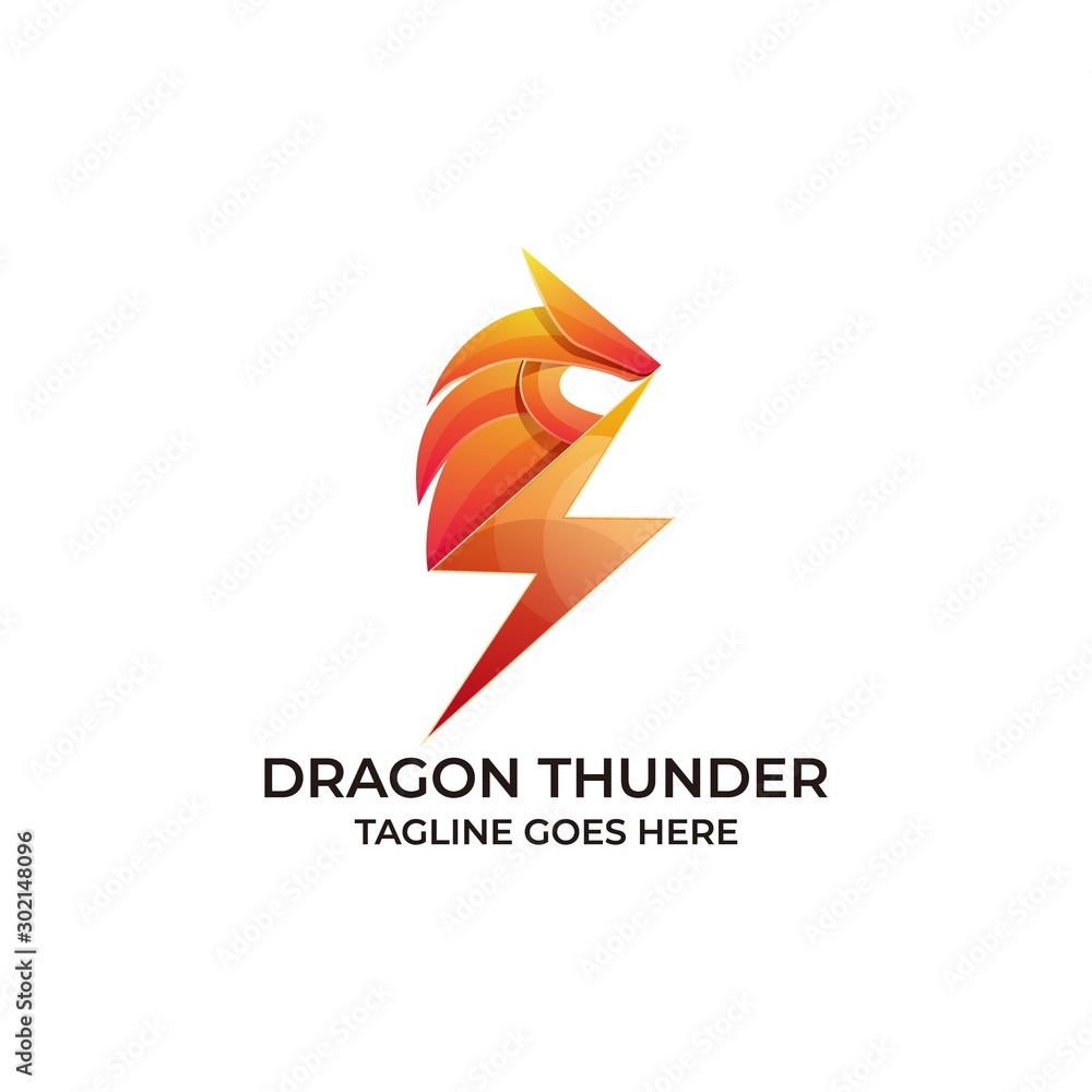 Dragon Thunder Design Concept Illustration Vector Template Dragon Thunder Design Concept Illustration Vector Template