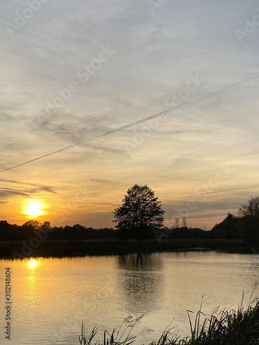 sunset over lake