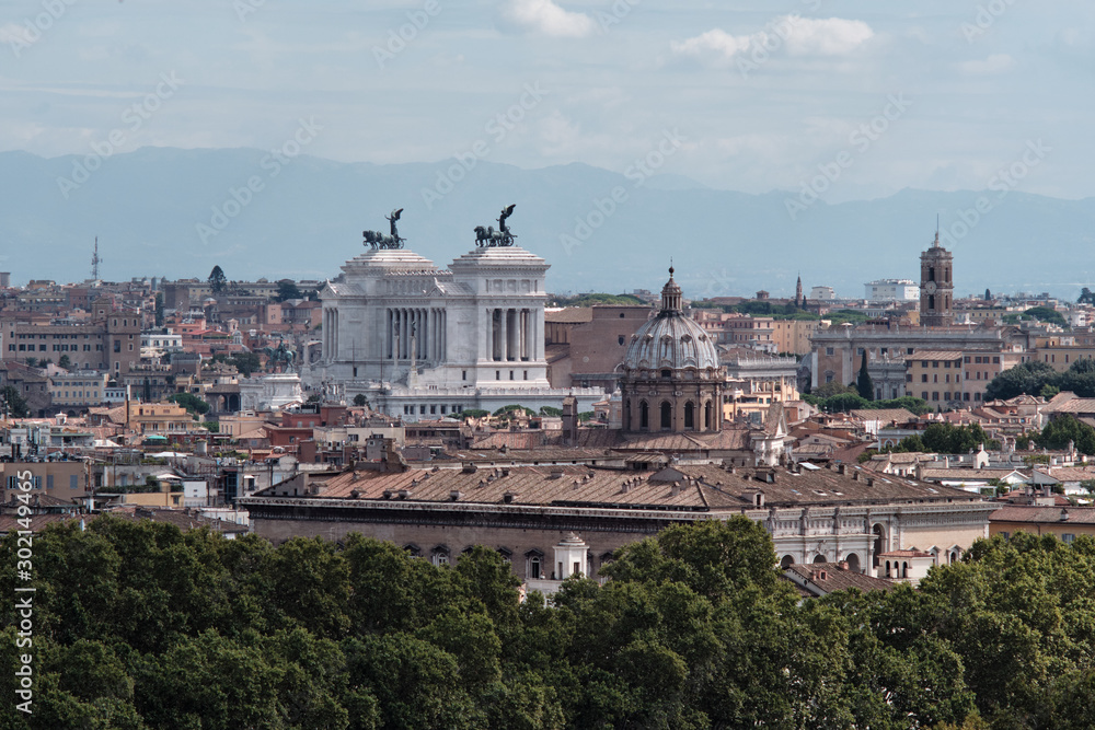 Rome, Italy, View from  the Yanicula Hill to Rome and the Quadriga Terrace