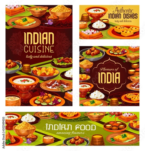 Indian rice dishes, meat curry, cheese, vegetables
