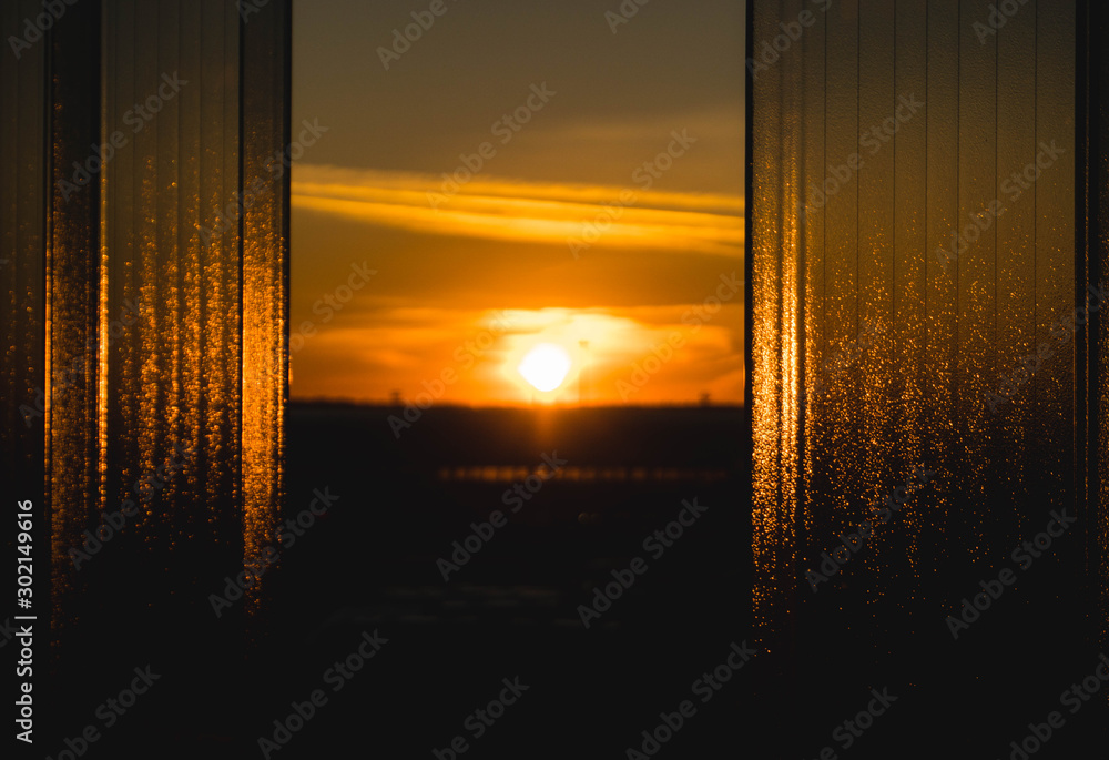sunset through the window