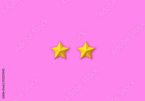 Three-dimensional star mark used for evaluation or rank or grade.                                                                      