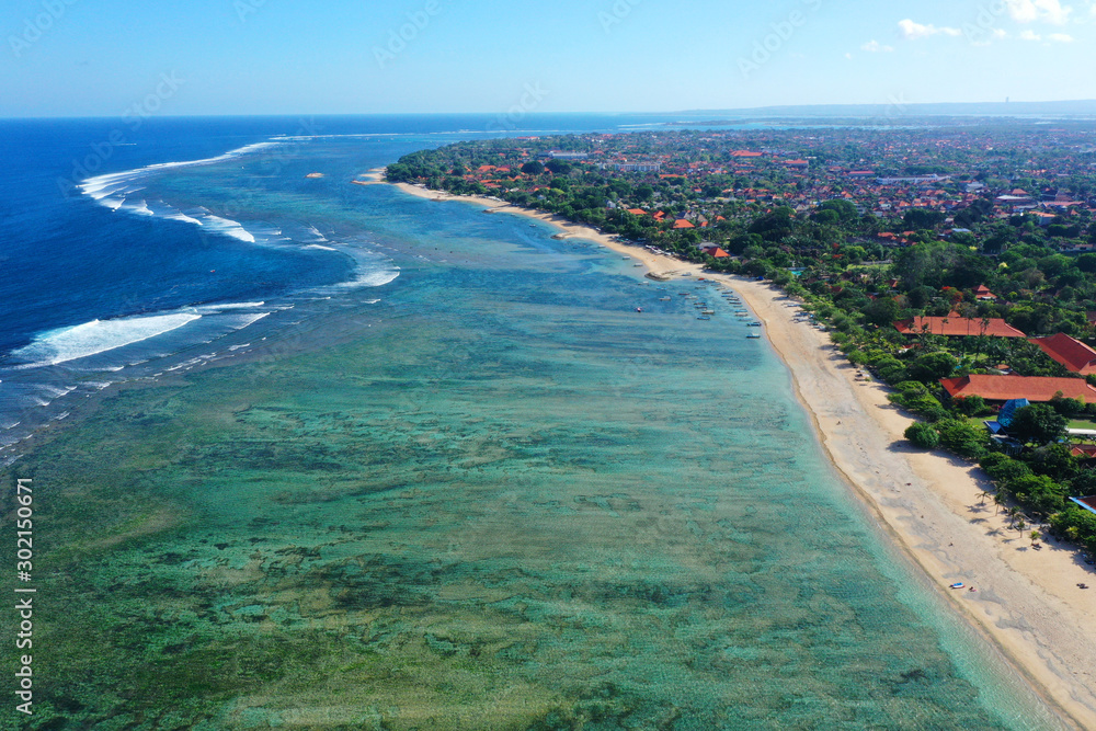 Aerial view of the bay, Sanur ,Bali.
