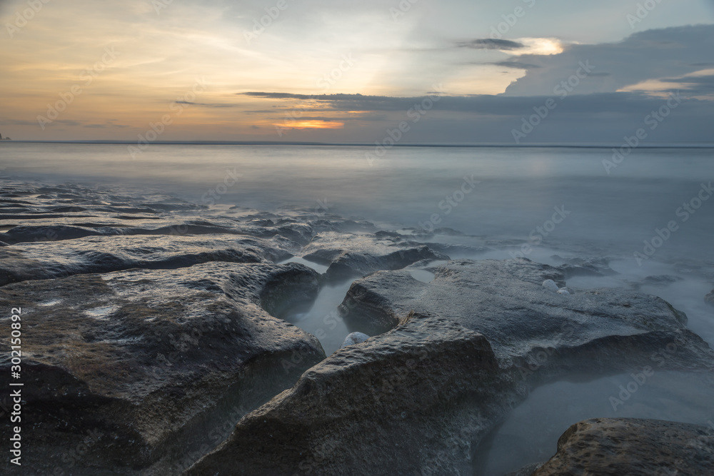 Sunset long exposure at Bingin Beach in Bali