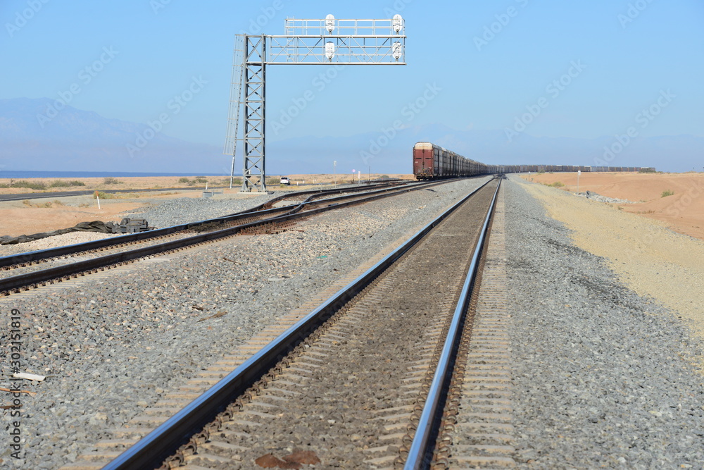 Railway in California by the Salton Sea.