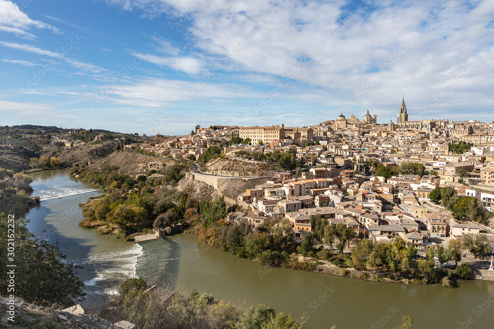 View over the historical town Toledo in Spain.