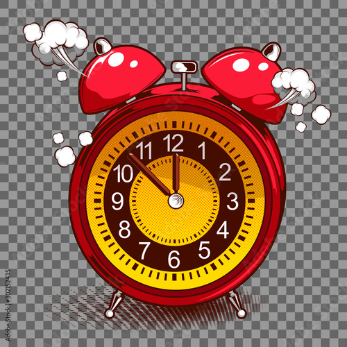 picture of alarm clock, comic cover template, pop art speech bubbles doodle art background, Vector illustration, EPS10.