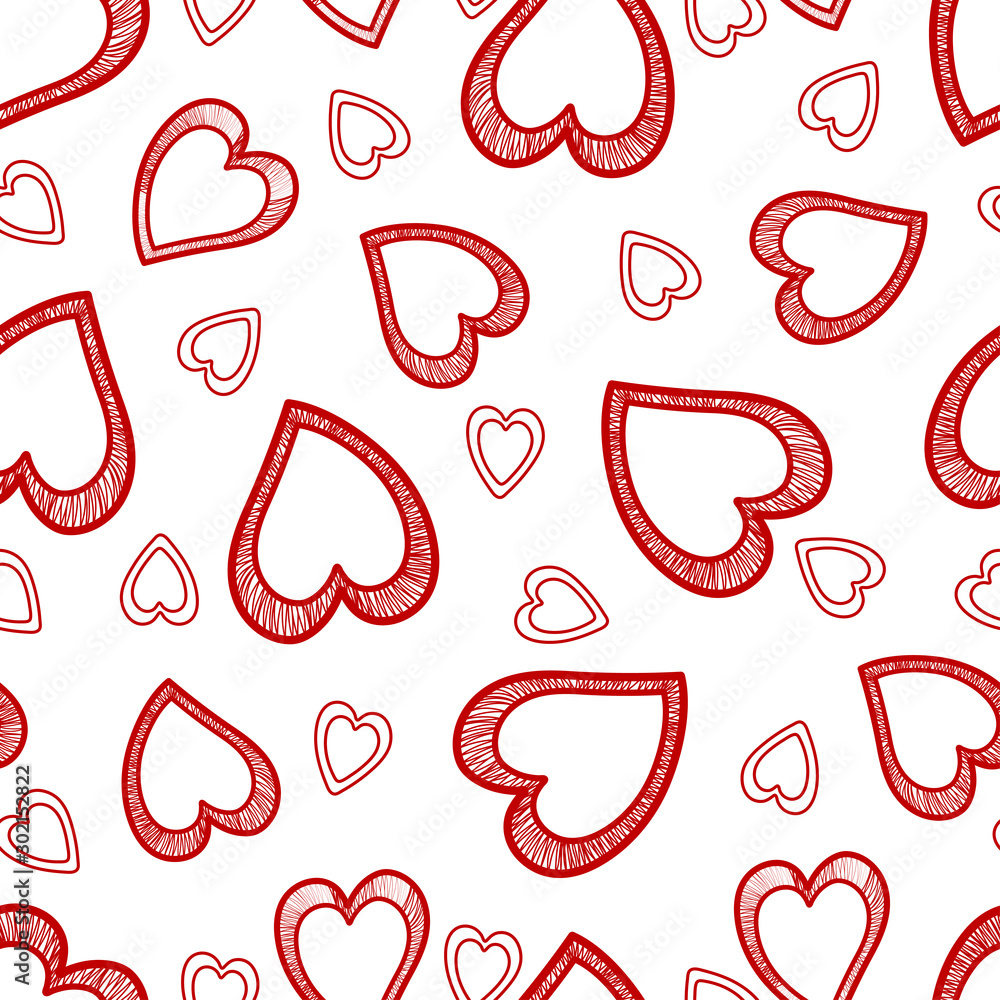 Romantic decorative hearts. Seamless pattern. Valentine's Day. Wedding. Engagement. On a white background decorative patterned hearts. Vector illustration. Romantic decorative hearts. Seamless pattern. Valentine's Day. Wedding. Engagement. On a white background decorative patterned hearts. Vector illustration.