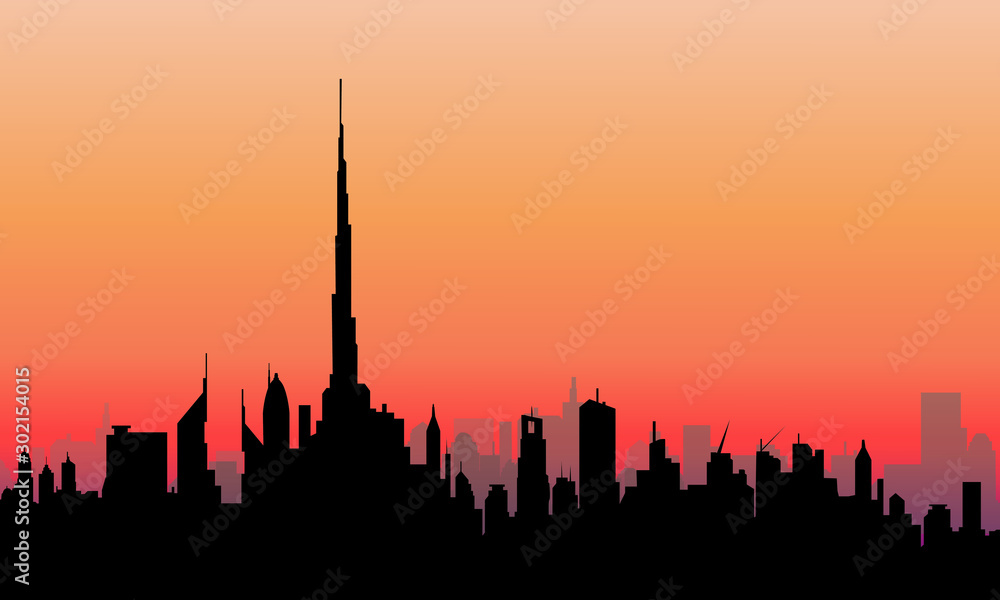 Sunset Dubai Skyline