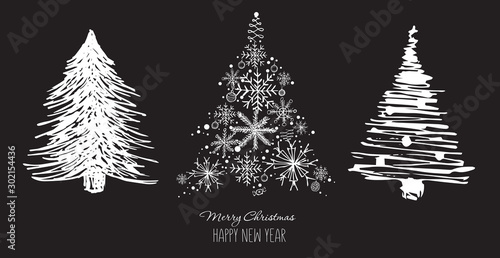 Christmas tree. Hand drawn illustration.