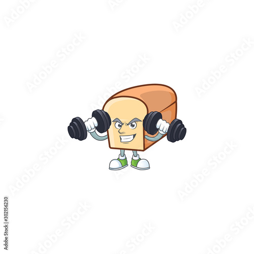 White bread of cartoon with bring barbell mascot.