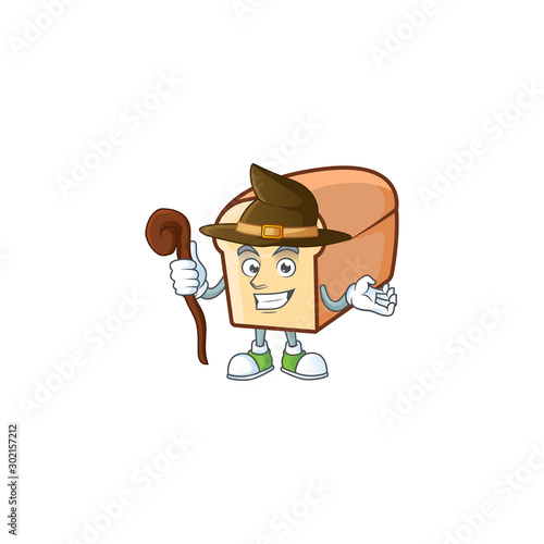 Cartoon of white bread in character witch.