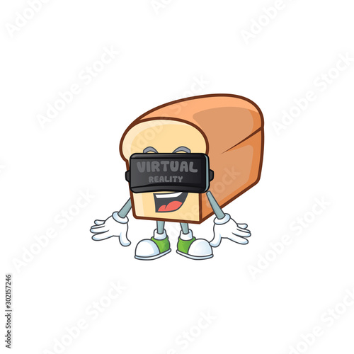 Cartoon of white bread in character virtual reality.