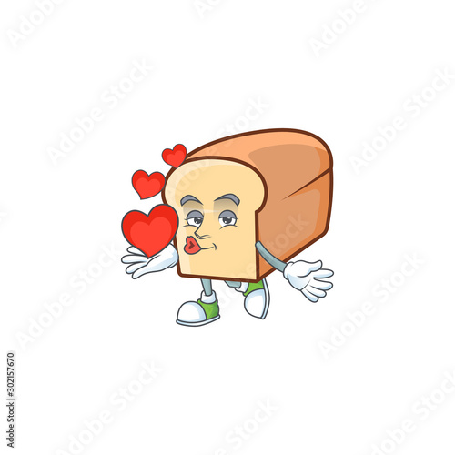 Cartoon of white bread in character holding heart.