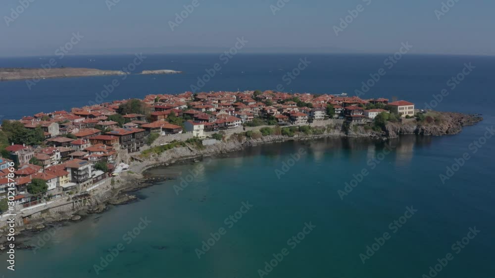Sozopol, ancient city on the Black Sea coast of Bulgaria. Aerial drone footage Sozopol, ancient city on the Black Sea coast of Bulgaria. Aerial drone footage