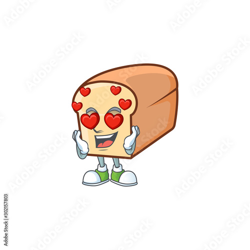 Cartoon of white bread in character in love.