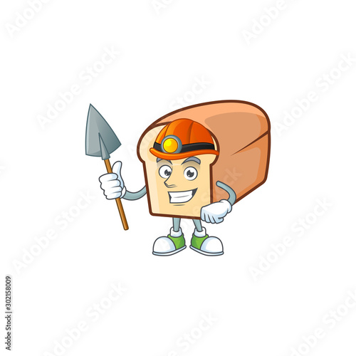 Cartoon of white bread in character miner.