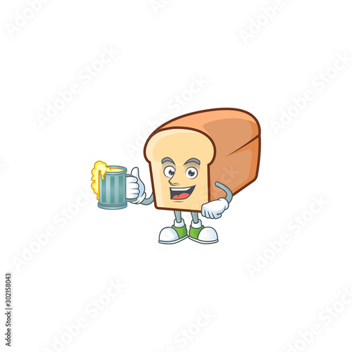 Cartoon of white bread in character holding juice.