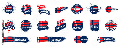 Norway flag, vector illustration on a white background