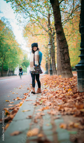 Charming Asian woman portrait in autumn season