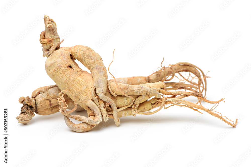 Fototapeta premium Dried Korean Ginseng on white background