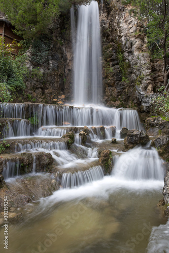 Waterfall in Villetta Di Negro Park in the city of Genoa, Italy