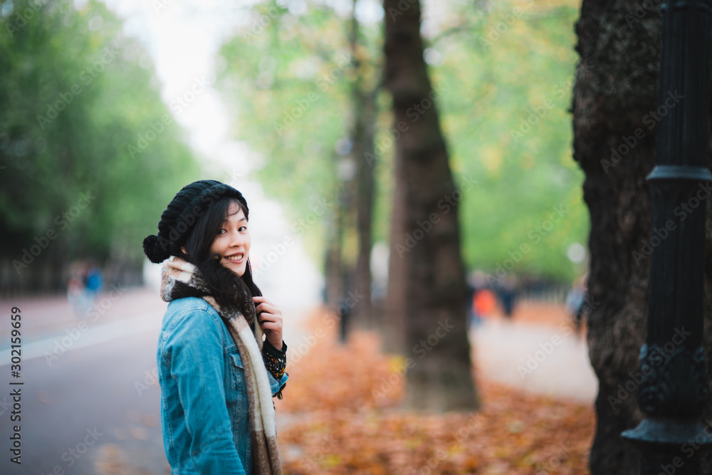 Charming Asian woman portrait in autumn season Charming Asian woman portrait in autumn season
