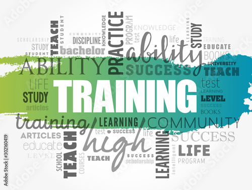 TRAINING word cloud collage, education concept background