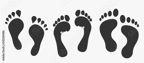 Human footprints on white background. Vector illustration