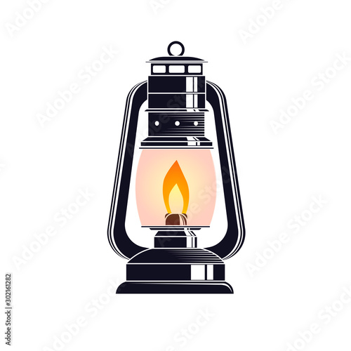 Lamp. The lantern emits light. Vector illustration