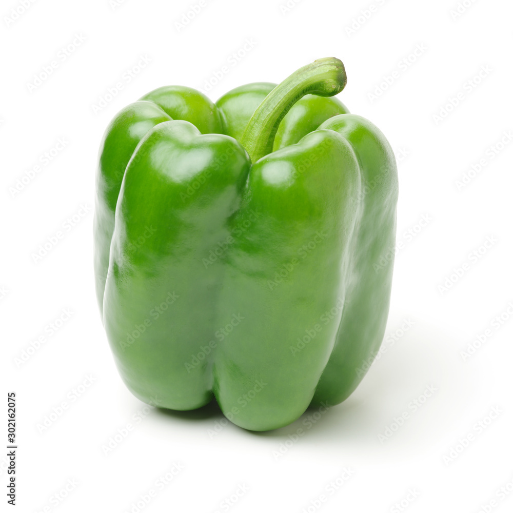 fresh green bell pepper (capsicum) on a white background fresh green bell pepper (capsicum) on a white background