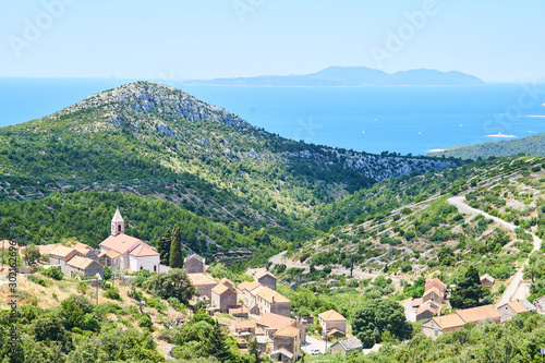  Panoramatic view of Hvar Island from hills near Brusje, Hvar, Croatia                                                             photo